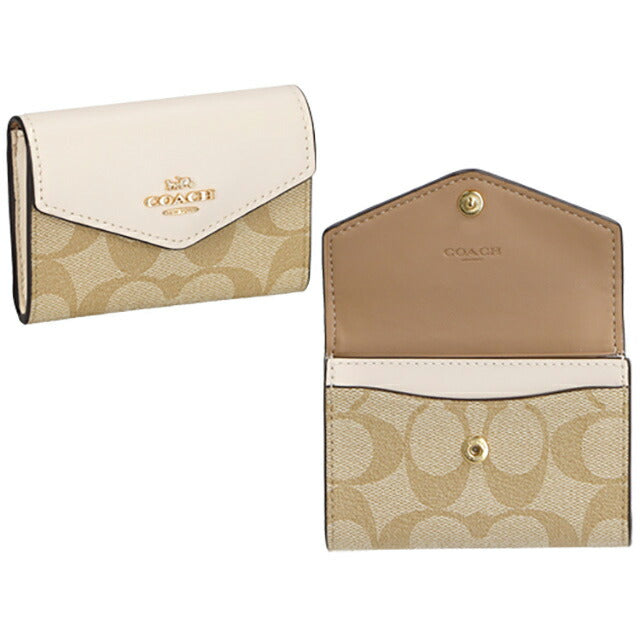 コーチ 名刺入れ レディース ブランド COACH シグネチャー CH202 IMDQC 1 ライトカーキ/チョーク CH202-IMDQC-1