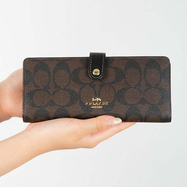 コーチ 長財布 メンズ レディース ブランド COACH シグネチャー CH414 IMAA8 1 ブラウン/ブラック CH414-IMAA8-1