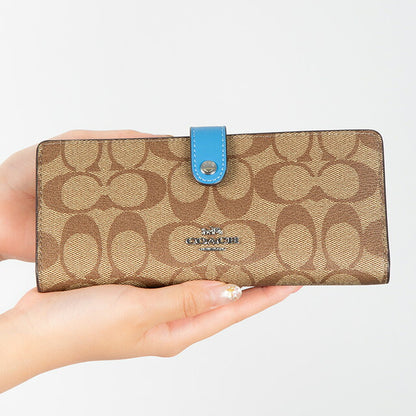 コーチ 長財布 メンズ レディース ブランド COACH シグネチャー CH414 SVVRF 1 カーキブラウン/レーサーブルー CH414-SVVRF-1