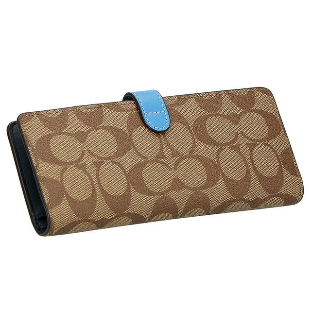コーチ 長財布 メンズ レディース ブランド COACH シグネチャー CH414 SVVRF 1 カーキブラウン/レーサーブルー CH414-SVVRF-1