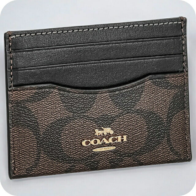 コーチ カードケース メンズ レディース ブランド COACH シグネチャー CH415 IMAA8 1 ブラウン/ブラック CH415-IMAA8-1