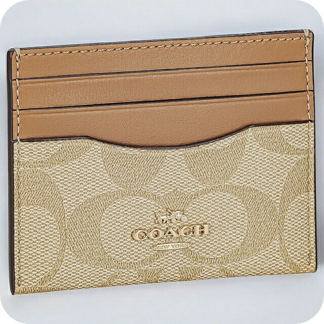 コーチ カードケース メンズ レディース ブランド COACH シグネチャー CH415 IMVHK 1 ライトカーキ/ライトサドル CH415-IMVHK-1