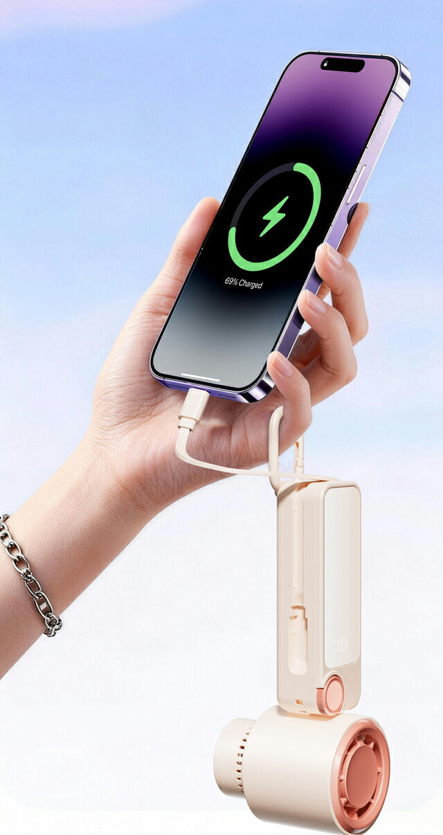 2026最新 ハンディファン アロマ搭載 3in1 大容量 4000mAh モバイルバッテリー 100段階 強風 静音 Type-C USB 充電式 ハンディ扇風機 手持ち 卓上 首かけ CHF-M3 CHF-M3