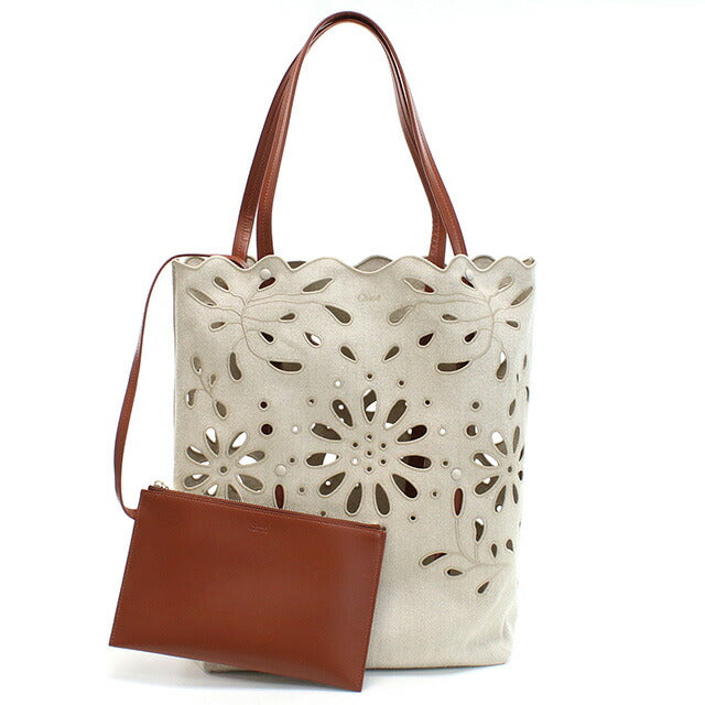 クロエ トートバッグ レディース ブランド CHLOE リネン イタリア CHC22SS492G23 SEPIA BROWN ベージュ系 ブラウン系 バッグ CHL22SS492G23011