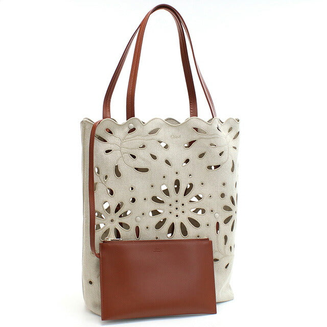 クロエ トートバッグ レディース ブランド CHLOE リネン イタリア CHC22SS492G23 SEPIA BROWN ベージュ系 ブラウン系 バッグ CHL22SS492G23011