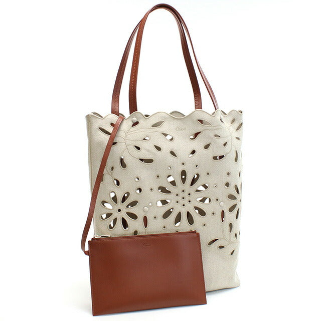 クロエ トートバッグ レディース ブランド CHLOE リネン イタリア CHC22SS492G23 SEPIA BROWN ベージュ系 ブラウン系 バッグ CHL22SS492G23011