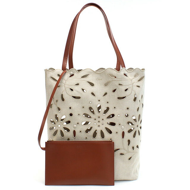クロエ トートバッグ レディース ブランド CHLOE リネン イタリア CHC22SS492G23 SEPIA BROWN ベージュ系 ブラウン系 バッグ CHL22SS492G23011