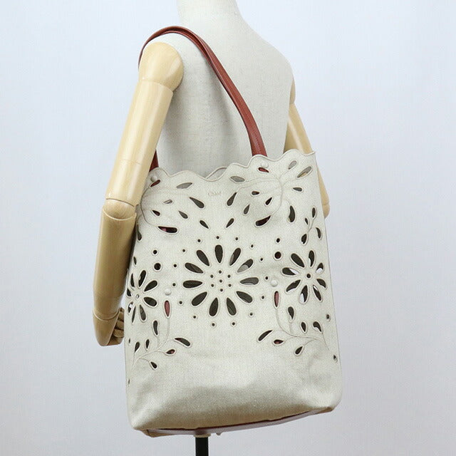 クロエ トートバッグ レディース ブランド CHLOE リネン イタリア CHC22SS492G23 SEPIA BROWN ベージュ系 ブラウン系 バッグ CHL22SS492G23011