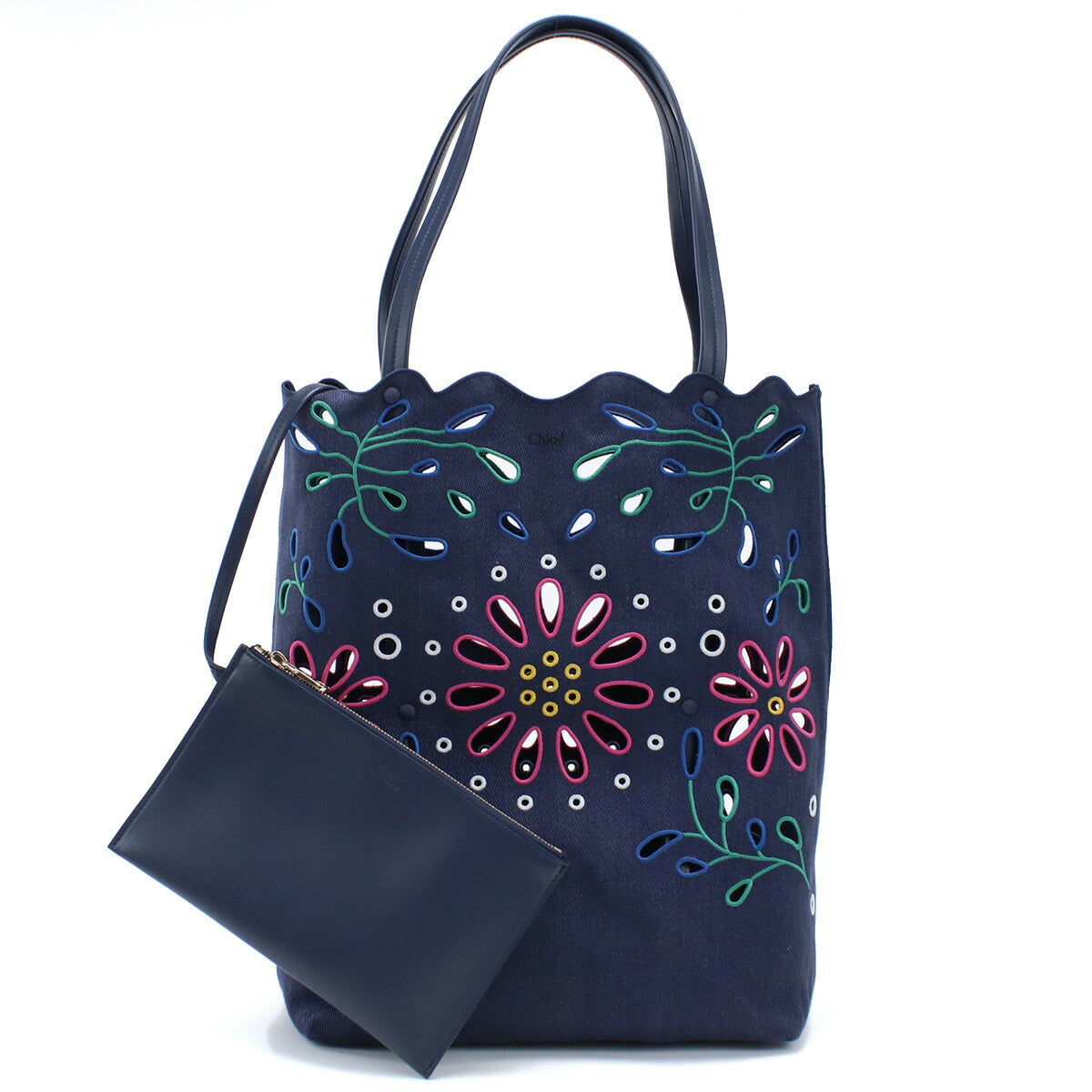 クロエ トートバッグ レディース リネン イタリア CHC22SS492G24 NAVY ネイビー系 バッグ CHL22SS492G24011