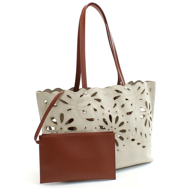 クロエ トートバッグ レディース ブランド CHLOE リネン イタリア CHC22SS493G23 SEPIA BROWN ベージュ系 ブラウン系 バッグ CHL22SS493G23011