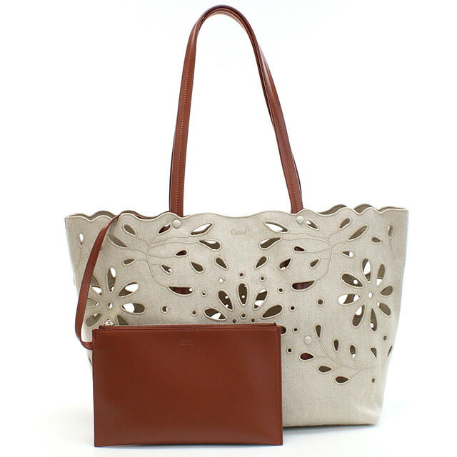 クロエ トートバッグ レディース ブランド CHLOE リネン イタリア CHC22SS493G23 SEPIA BROWN ベージュ系 ブラウン系 バッグ CHL22SS493G23011