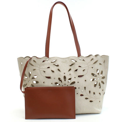 クロエ トートバッグ レディース ブランド CHLOE リネン イタリア CHC22SS493G23 SEPIA BROWN ベージュ系 ブラウン系 バッグ CHL22SS493G23011