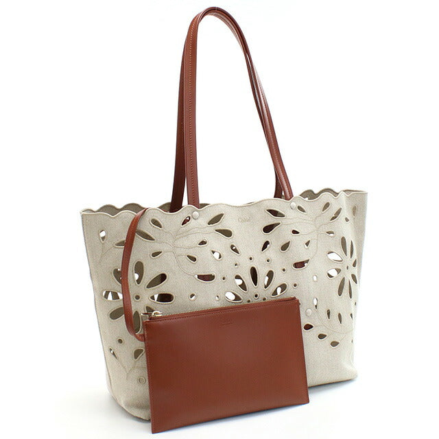 クロエ トートバッグ レディース ブランド CHLOE リネン イタリア CHC22SS493G23 SEPIA BROWN ベージュ系 ブラウン系 バッグ CHL22SS493G23011