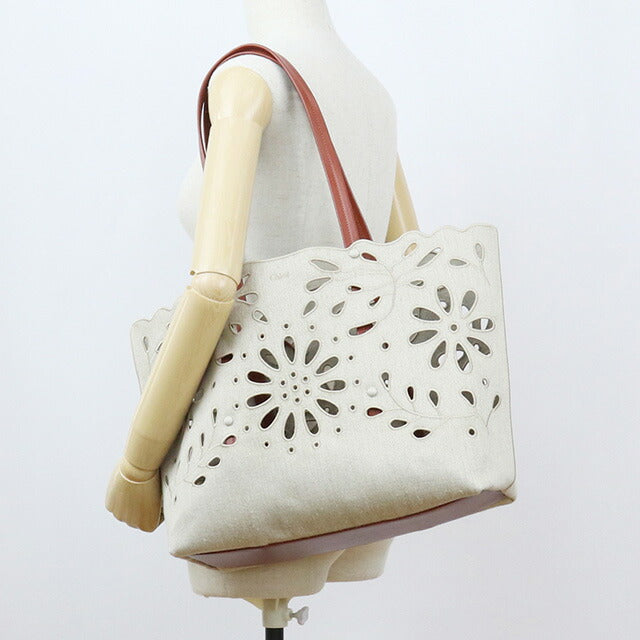 クロエ トートバッグ レディース ブランド CHLOE リネン イタリア CHC22SS493G23 SEPIA BROWN ベージュ系 ブラウン系 バッグ CHL22SS493G23011