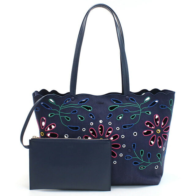 クロエ トートバッグ レディース ブランド CHLOE リネン イタリア CHC22SS493G24 NAVY ネイビー系 バッグ CHL22SS493G24011