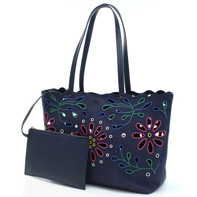 クロエ トートバッグ レディース ブランド CHLOE リネン イタリア CHC22SS493G24 NAVY ネイビー系 バッグ CHL22SS493G24011