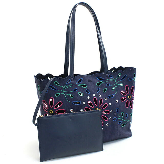 クロエ トートバッグ レディース ブランド CHLOE リネン イタリア CHC22SS493G24 NAVY ネイビー系 バッグ CHL22SS493G24011