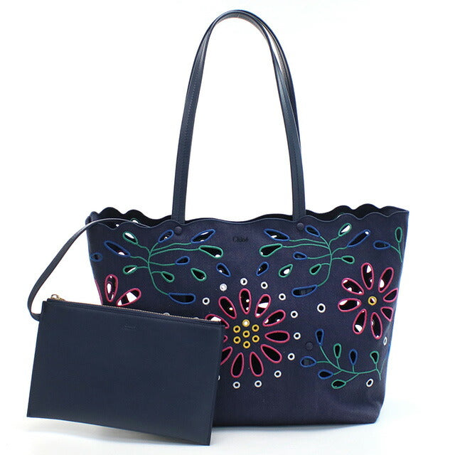 クロエ トートバッグ レディース ブランド CHLOE リネン イタリア CHC22SS493G24 NAVY ネイビー系 バッグ CHL22SS493G24011