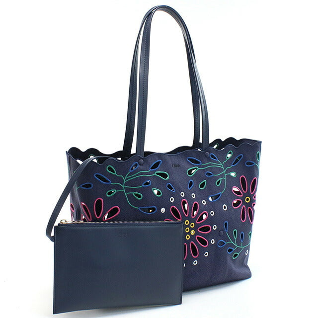 クロエ トートバッグ レディース ブランド CHLOE リネン イタリア CHC22SS493G24 NAVY ネイビー系 バッグ CHL22SS493G24011