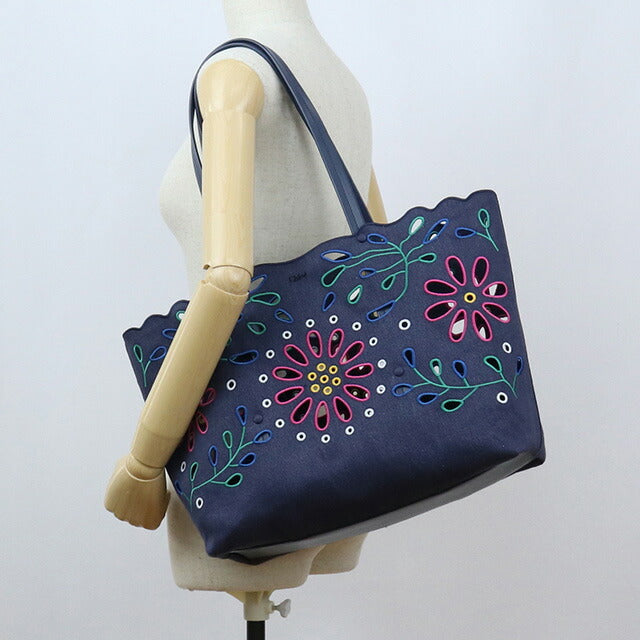 クロエ トートバッグ レディース ブランド CHLOE リネン イタリア CHC22SS493G24 NAVY ネイビー系 バッグ CHL22SS493G24011