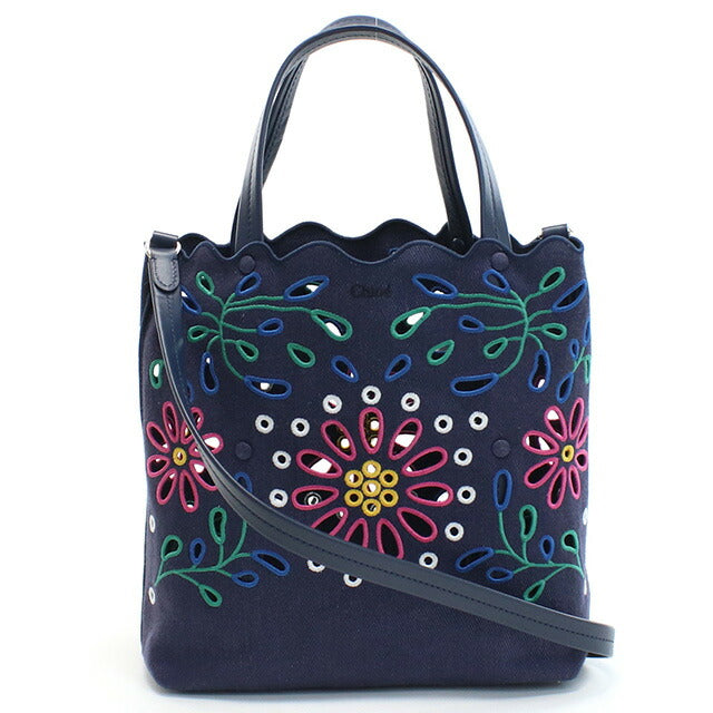 クロエ トートバッグ レディース ブランド CHLOE リネン イタリア CHC22SS494G24 NAVY ネイビー系 バッグ CHL22SS494G24011