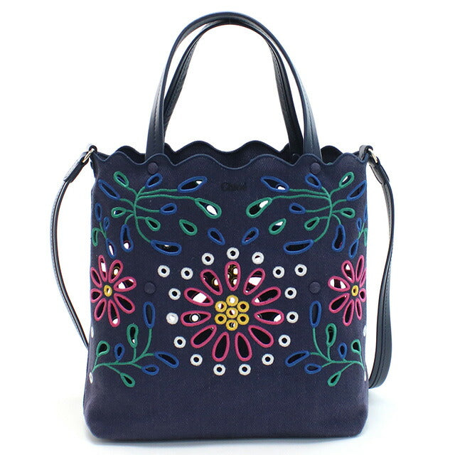 クロエ トートバッグ レディース ブランド CHLOE リネン イタリア CHC22SS494G24 NAVY ネイビー系 バッグ CHL22SS494G24011