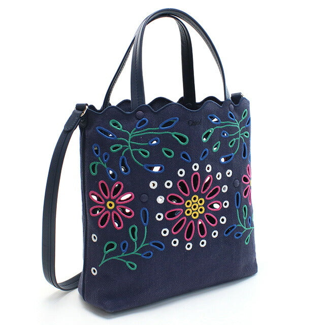 クロエ トートバッグ レディース ブランド CHLOE リネン イタリア CHC22SS494G24 NAVY ネイビー系 バッグ CHL22SS494G24011