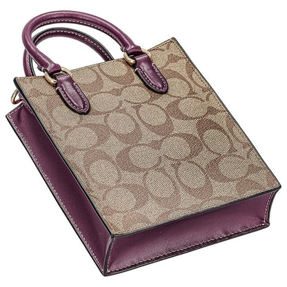 コーチ ハンドバッグ レディース ブランド COACH シグネチャー CJ494 IMRSF カーキベージュ/ディープベリーパープル CJ494-IMRSF-1