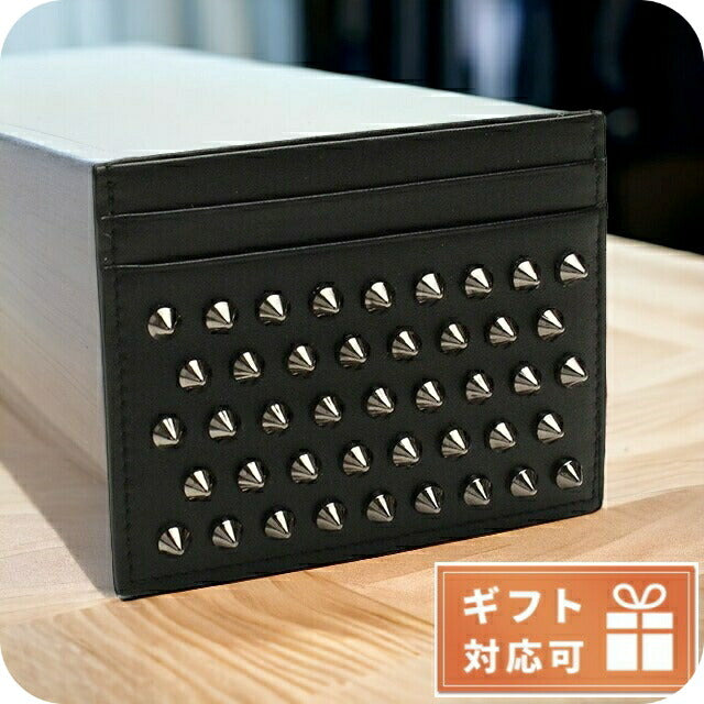 クリスチャン ルブタン カードケース レディース CALF PARIS-SPIKES カーフ イタリア 3165043 BLACK-GUNMETAL ブラック 財布 CLO316504301