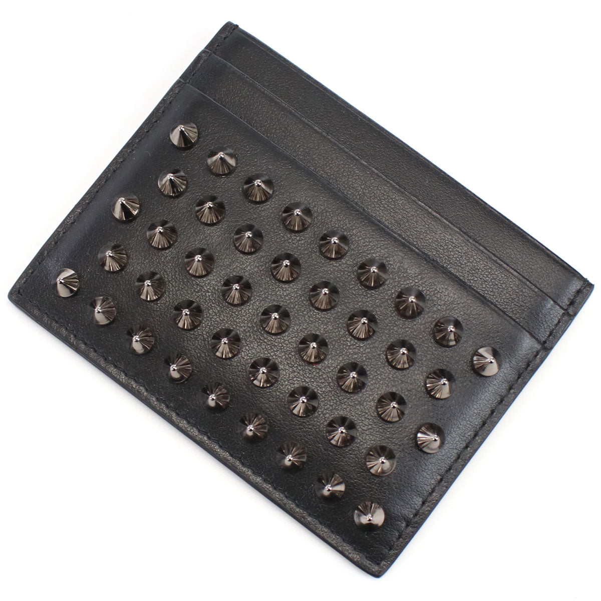 クリスチャン ルブタン カードケース レディース CALF PARIS-SPIKES カーフ イタリア 3165043 BLACK-GUNMETAL ブラック 財布 CLO316504301