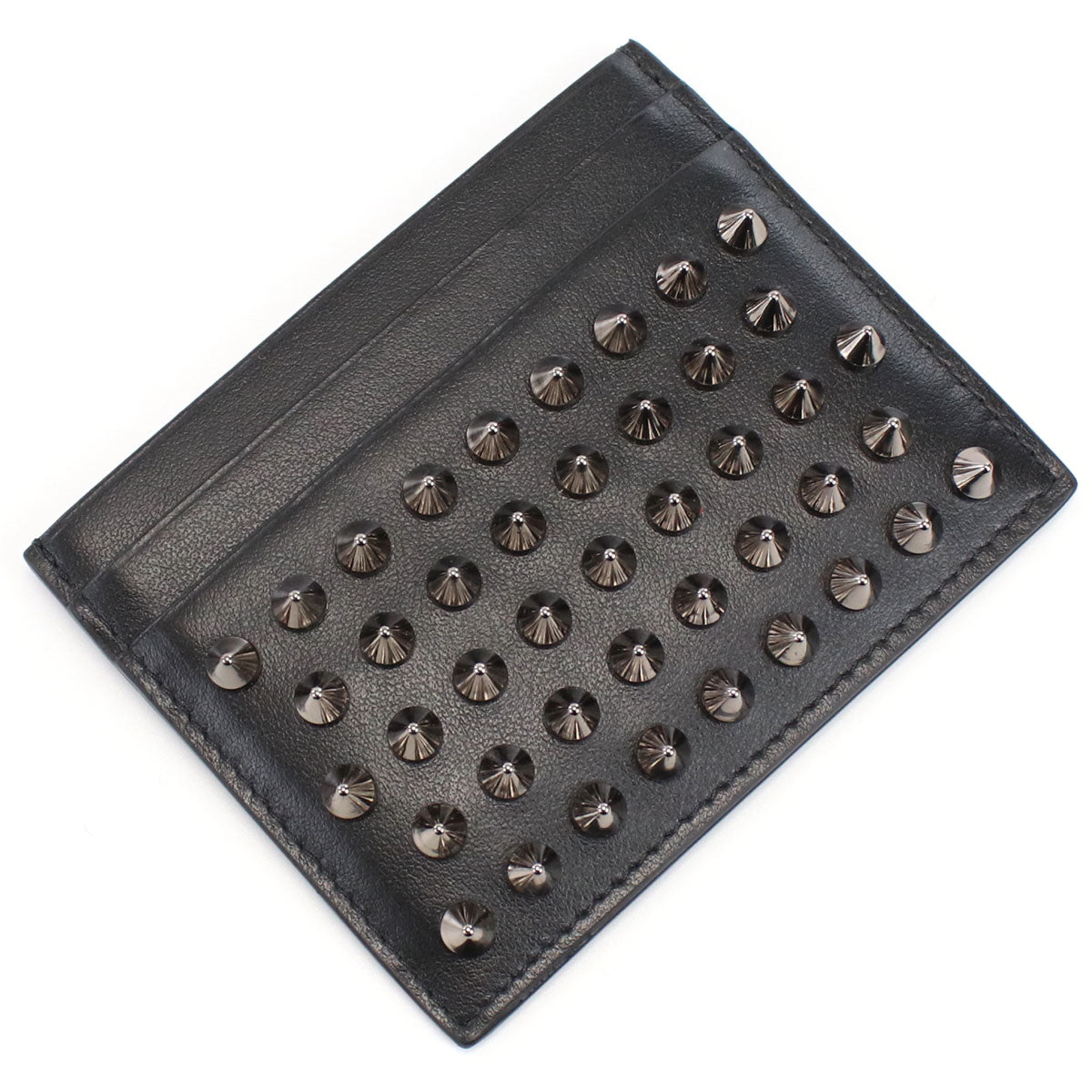 クリスチャン ルブタン カードケース レディース CALF PARIS-SPIKES カーフ イタリア 3165043 BLACK-GUNMETAL ブラック 財布 CLO316504301