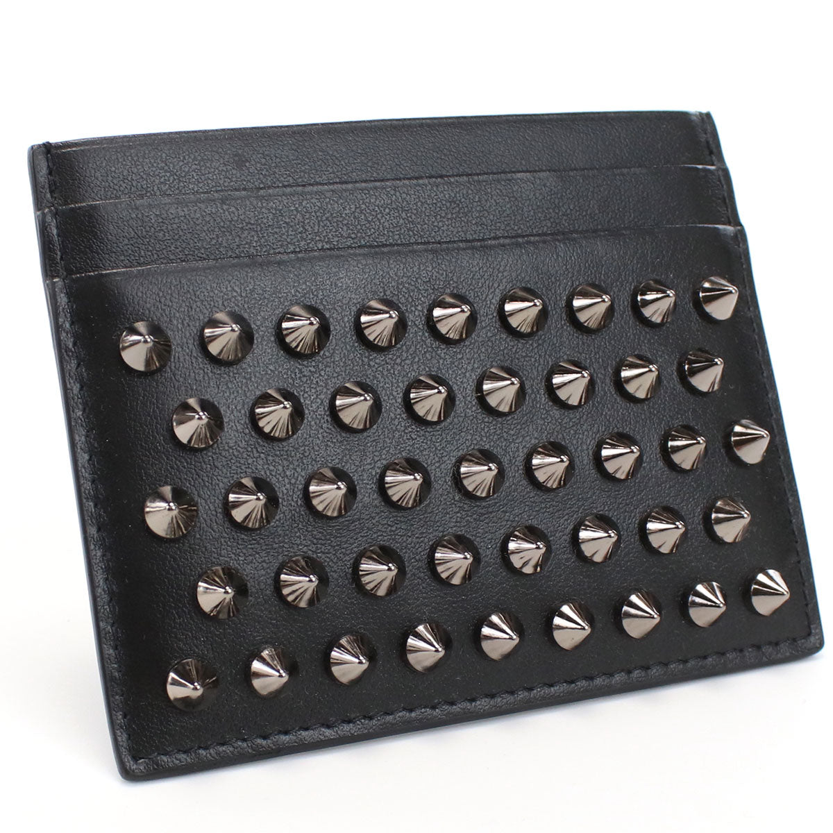 クリスチャン ルブタン カードケース レディース CALF PARIS-SPIKES カーフ イタリア 3165043 BLACK-GUNMETAL ブラック 財布 CLO316504301