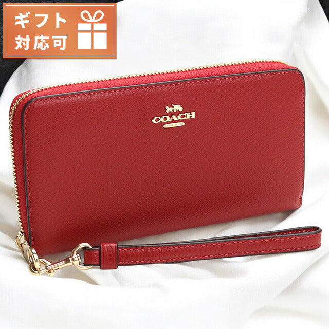 コーチ 長財布ラウンドファスナー レディース ブランド COACH レザー ミャンマー C4451 レッド系 財布 COAC4451031
