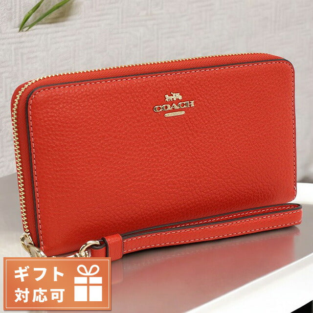 コーチ 長財布ラウンドファスナー レディース ブランド COACH レザー C4451 レッド系 財布 COAC4451121