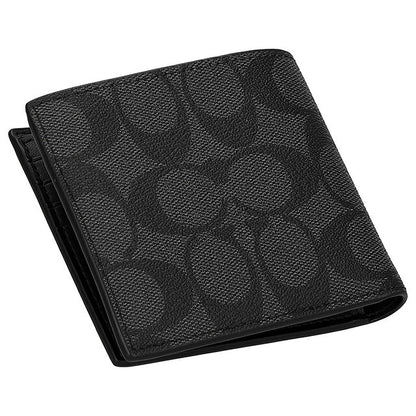 コーチ 二つ折り財布 メンズ ブランド COACH シグネチャー CR428 CQ BK 1 チャコール ブラック CR428-CQ-BK-1