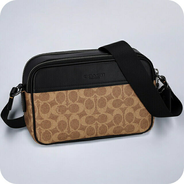 美品☆COACHコーチ ショルダーバッグ ブラウン  ブラック レザー メンズ COACH コーチ アウトレット ショルダーバッグ メンズ