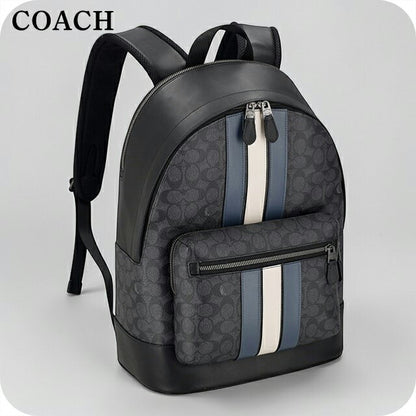Coach Backpack Men's Brand COACH Philippines CV922 QBOH0 Charcoal/Denim/Chalk Travel Bag Brand Luxury Stylish Present Men Practical Cool