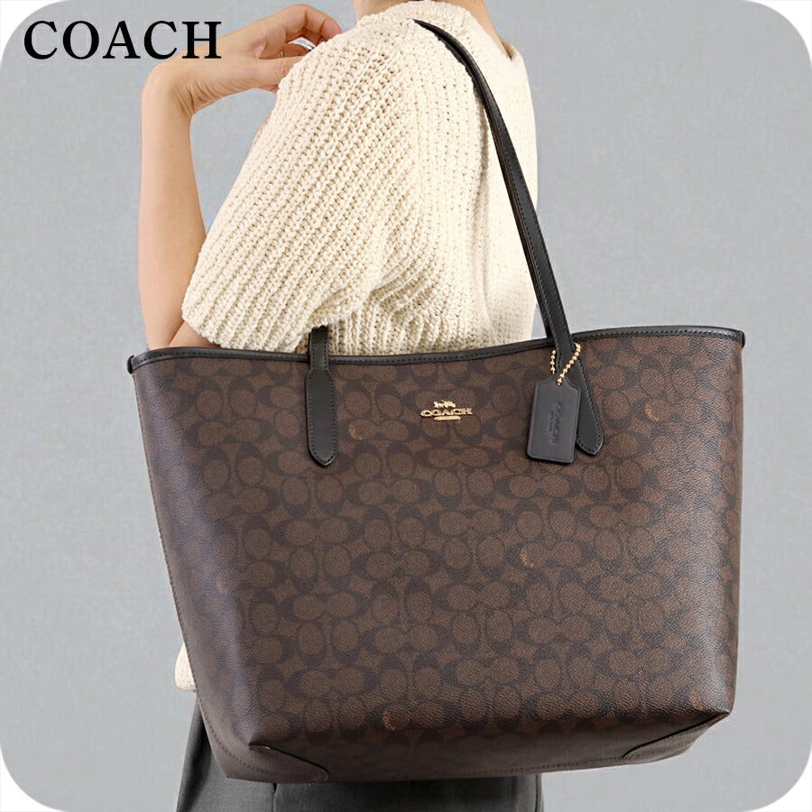 コーチ トートバッグ レディース ブランド COACH シグネチャー CV976 IMXAQ ウォルナット/ブラック CV976-IMXAQ-1