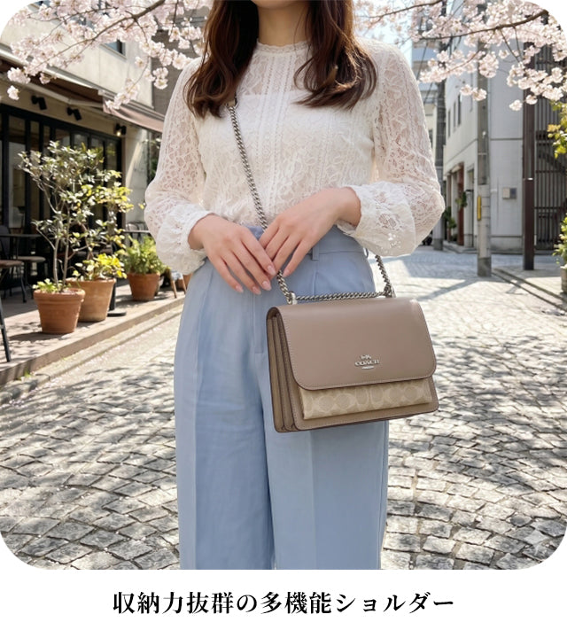 蔻驰单肩包女士品牌 COACH 柬埔寨 CV978 SVPWH 米色斜挎包奢华时尚礼物女士实用可爱