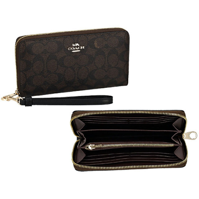 コーチ 長財布 レディース ブランド COACH シグネチャー CW778 IMXAQ 1 ウォルナット/ブラック CW778-IMXAQ-1