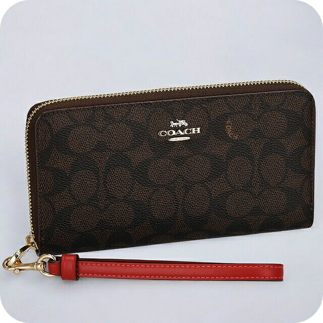 コーチ 長財布 レディース ブランド COACH シグネチャー CW778 IMXD0 1 ウォルナット/ボールド レッド CW778-IMXD0-1