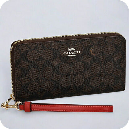 コーチ 長財布 レディース ブランド COACH シグネチャー CW778 IMXD0 1 ウォルナット/ボールド レッド CW778-IMXD0-1