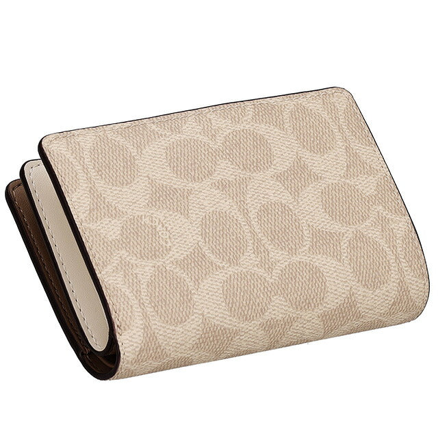 コーチ 二つ折り財布 レディース ブランド COACH シグネチャー CW786 IMXDM 1 サンド CW786-IMXDM-1