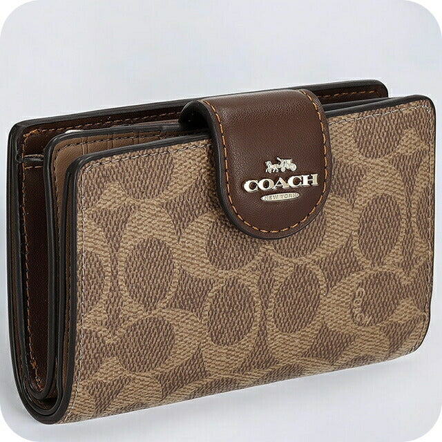 コーチ 二つ折り財布 レディース ブランド COACH シグネチャー CW786 IMXHE 1 ブラウン CW786-IMXHE-1