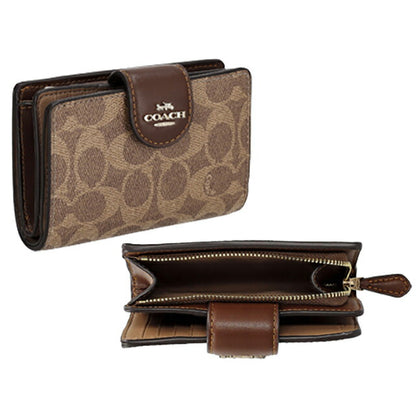 コーチ 二つ折り財布 レディース ブランド COACH シグネチャー CW786 IMXHE 1 ブラウン CW786-IMXHE-1