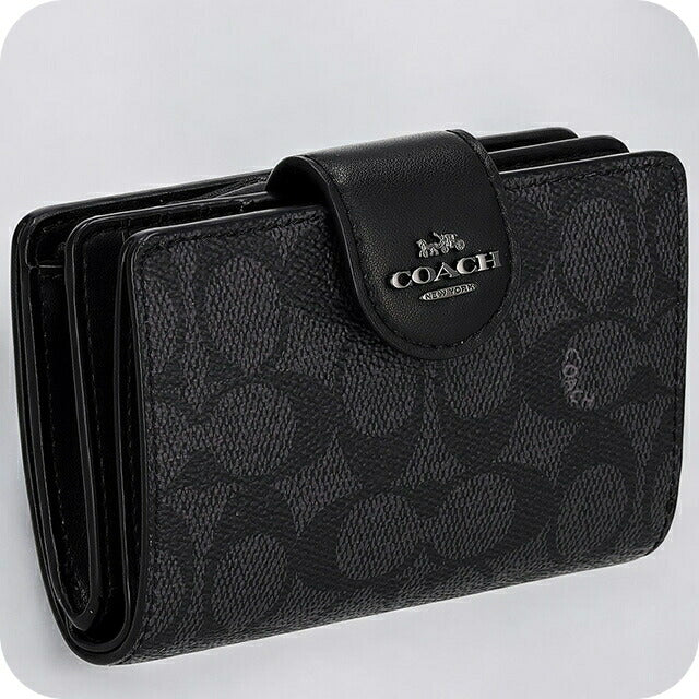 コーチ 二つ折り財布 レディース ブランド COACH シグネチャー CW786 QBMI5 1 ブラック CW786-QBMI5-1