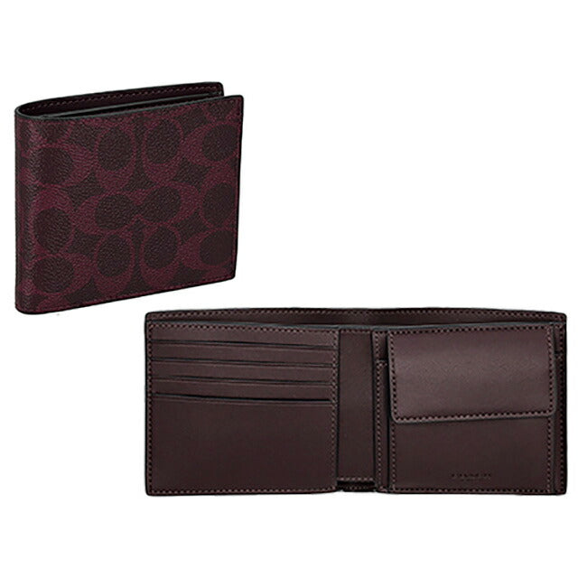 コーチ 二つ折り財布 メンズ ブランド COACH CY406 YED ボルドー ウォレット 高級 おしゃれ プレゼント 実用的