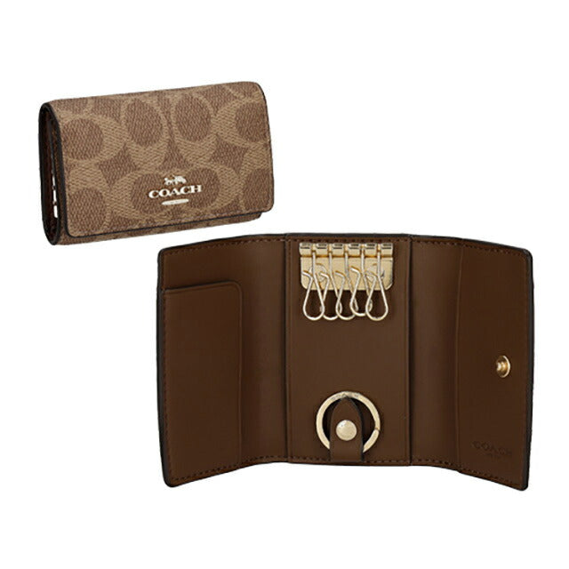 新品未使用❣️COACH コーチキーケースレディースブランドブラウンシグネチャー柄 コーチ(COACH) シグネチャー(Signature) レディースキーケース