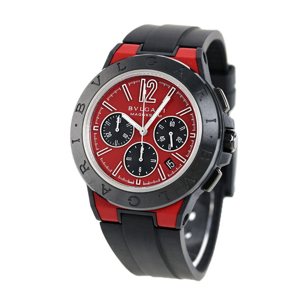 ブルガリ 時計 ディアゴノ マグネシウム 45mm クロノグラフ 自動巻き 機械式 メンズ 腕時計 ブランド DG42C9SMCVDCH レッド ブラック DG42C9SMCVDCH