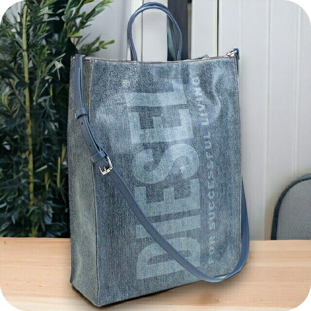 ディーゼル トートバッグ レディース 熱可塑性ポリウレタン コットン X08919 ブルー系 バッグ DIEX08919021